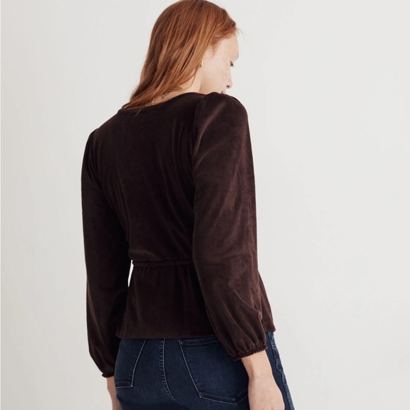 Madewell Corduroy Tie-Front Faux-Wrap Top - Picture 2 of 13